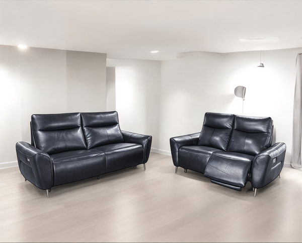 Bella 3 + 2 Set Genuine Leather Power Recliner Sofa Black