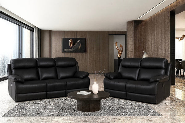 Malfi Modular Genuine Leather Electric Recliner Sofa 3 + 2 Seater Sofa Set Black