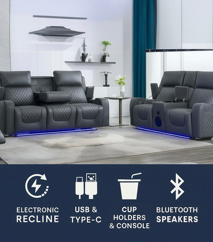 Harvey Norman Electric Home Theatre Lounge Savoy Piece Fabric