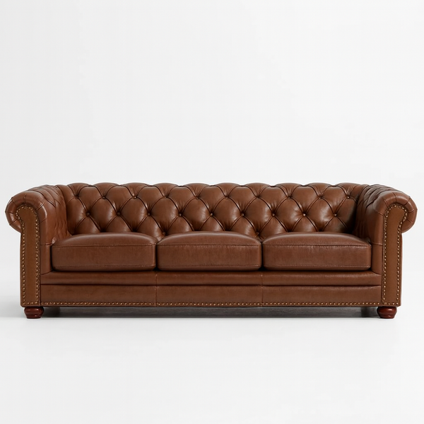 Oxford Royal Heritage Real Leather 3 Seater Chesterfield Sofa