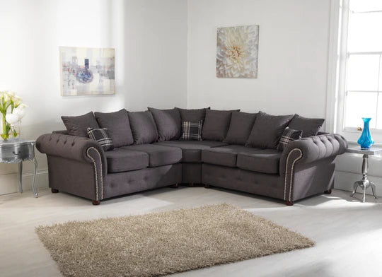 Oxford Royale Nova Wool Corner Sofa Grey Scatter Back