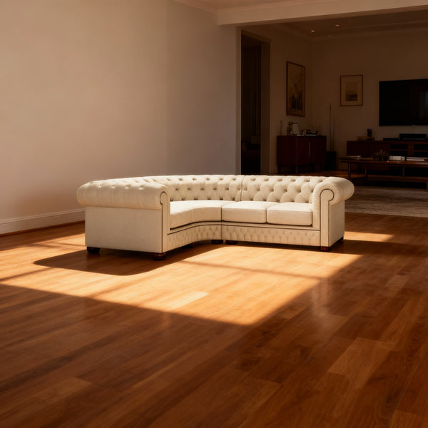 Leather Real Leather 4 Seater Chesterfield Corner