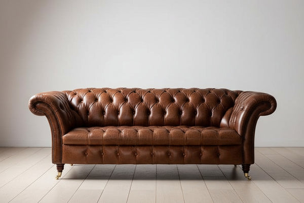 Classic Home Real Leather 3 Seater Chesterfield Sofa